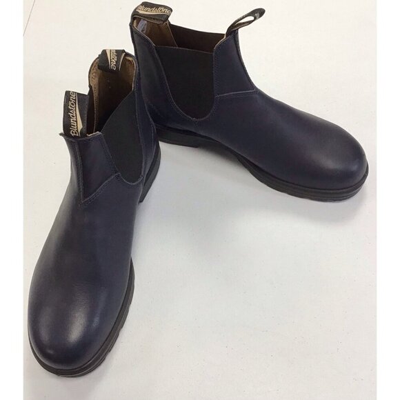 New Blundstone Mens Chelsea Boots Sz US 12 Navy Leather Slip On Elastic Side 🤩 - Picture 1 of 5